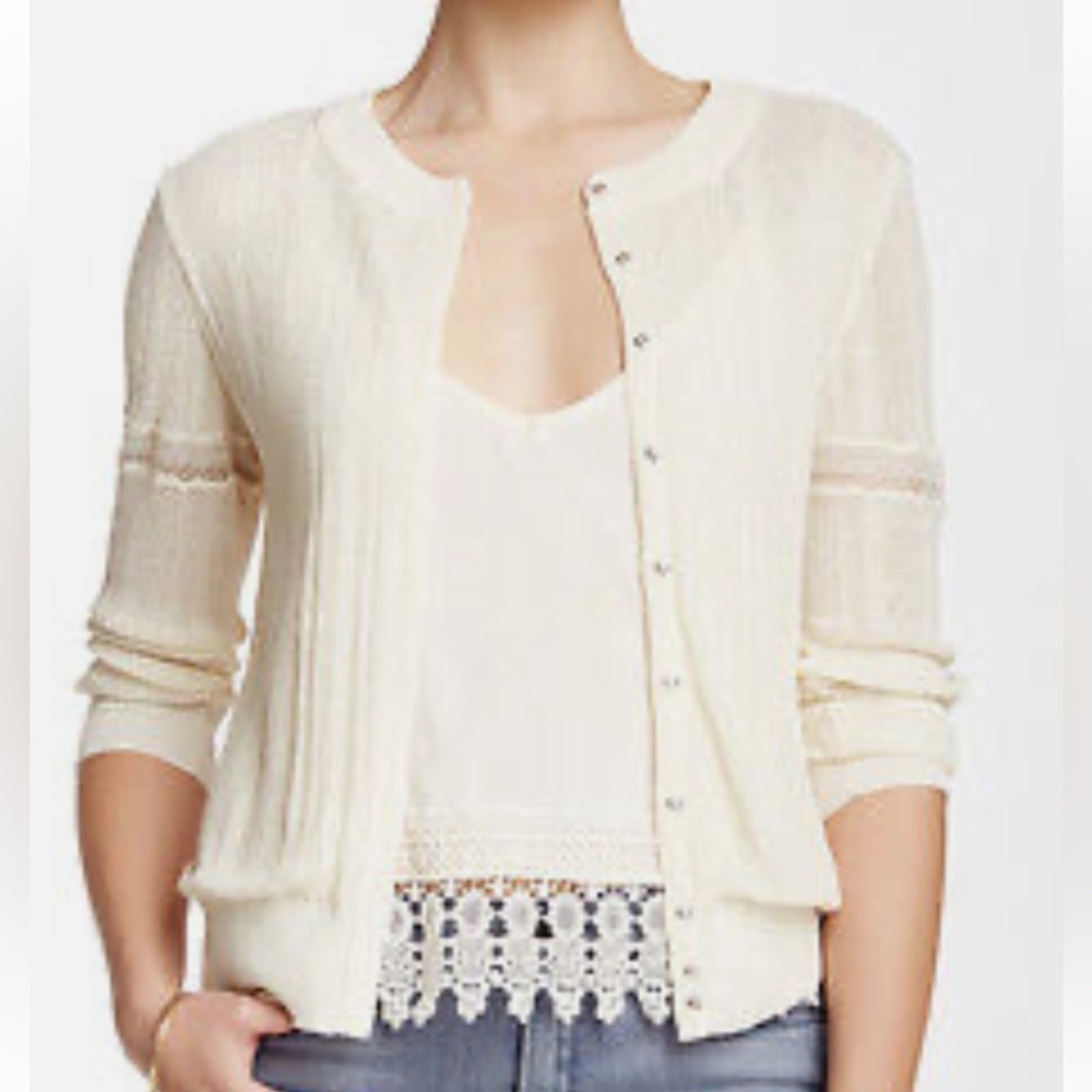 Free People Cream Sweet Caroline Cardigan Sz S
